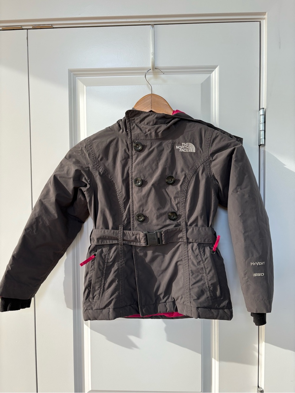 The North Face Girls' Gray HyVent Hooded Parka Jacket with Goose Down Size 6